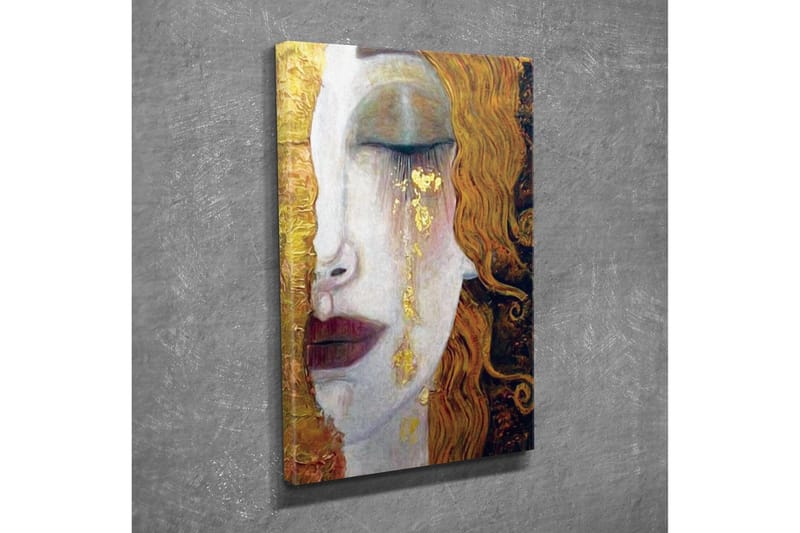 Lerretsbilde - Portrett av en kvinne med tårer av gull - Gull / Hudtone / Brun - Interiør - Maleri & posters - Lerretsbilder