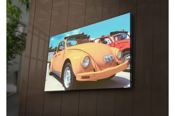 Lerretsmaleri med LED-belysning 45x70 cm - Klassisk Volkswagen-bil i en livlig oransje fargetone - Oransje / Blå / Hvit - Interiør - Maleri & posters - Lerretsbilder