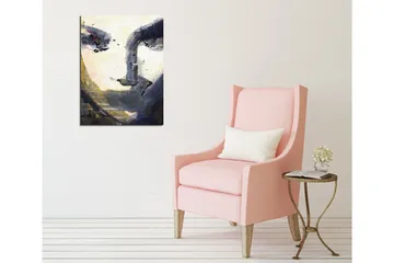 Lite lerretsbilde 30x40 cm - Abstrakt ansikt med dype skygger og klare detaljer - Mørk blå / Beige / Hvit - Interiør - Maleri & posters - Lerretsbilder