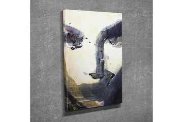 Lite lerretsbilde 30x40 cm - Abstrakt ansikt med dype skygger og klare detaljer - Mørk blå / Beige / Hvit - Interiør - Maleri & posters - Lerretsbilder