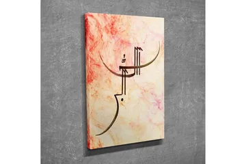 Lite lerretsbilde 30x40 cm - Abstrakt ansikt med stiliserte linjer - Lys rosa / Beige / Mørk brun - Interiør - Maleri & posters - Lerretsbilder