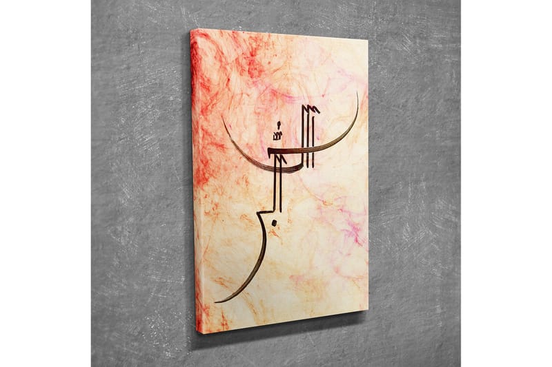 Lite lerretsbilde 30x40 cm - Abstrakt ansikt med stiliserte linjer - Lys rosa / Beige / Mørk brun - Interiør - Maleri & posters - Lerretsbilder