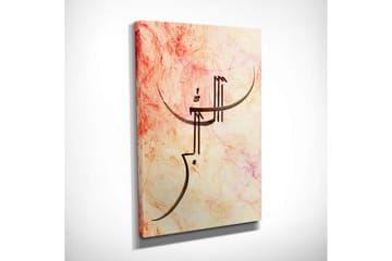 Lite lerretsbilde 30x40 cm - Abstrakt ansikt med stiliserte linjer - Lys rosa / Beige / Mørk brun - Interiør - Maleri & posters - Lerretsbilder