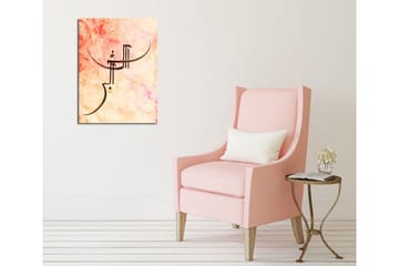 Lite lerretsbilde 30x40 cm - Abstrakt ansikt med stiliserte linjer - Lys rosa / Beige / Mørk brun - Interiør - Maleri & posters - Lerretsbilder