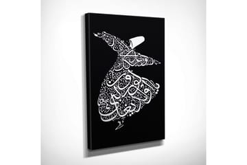 Lite lerretsbilde 30x40 cm - Dansende figur i kalligrafisk stil - Hvit / Svart - Interiør - Maleri & posters - Lerretsbilder