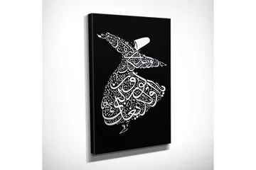 Lite lerretsbilde 30x40 cm - Dansende figur i kalligrafisk stil - Hvit / Svart - Interiør - Maleri & posters - Lerretsbilder