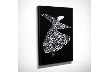 Lite lerretsbilde 30x40 cm - Dansende figur i kalligrafisk stil - Hvit / Svart - Interiør - Maleri & posters - Lerretsbilder