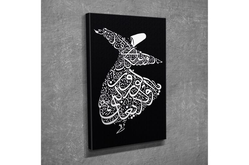 Lite lerretsbilde 30x40 cm - Dansende figur i kalligrafisk stil - Hvit / Svart - Interiør - Maleri & posters - Lerretsbilder