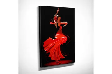 Lite lerretsbilde 30x40 cm - Dansende kvinne i rød kjole - Rød / Svart - Interiør - Maleri & posters - Lerretsbilder