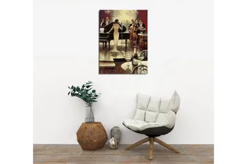 Lite lerretsbilde 30x40 cm - Elegante musikere opptrer i luksuriøse omgivelser - Gull / Svart / Rød - Interiør - Maleri & posters - Lerretsbilder