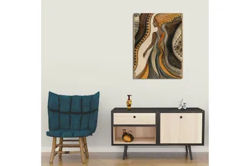 Lite lerretsbilde 30x40 cm - Silhuett av en kvinne med flytende linjer og mønstre - Brun / Beige / Oransje - Interiør - Maleri & posters - Lerretsbilder