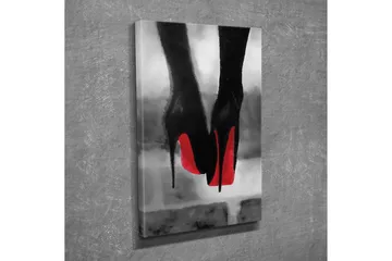 Lite lerretsbilde 30x40 cm - Svart høyhælte sko med rød såle - Svart / Rød - Interiør - Maleri & posters - Lerretsbilder