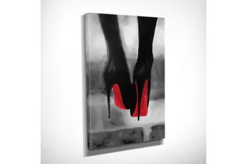 Lite lerretsbilde 30x40 cm - Svart høyhælte sko med rød såle - Svart / Rød - Interiør - Maleri & posters - Lerretsbilder