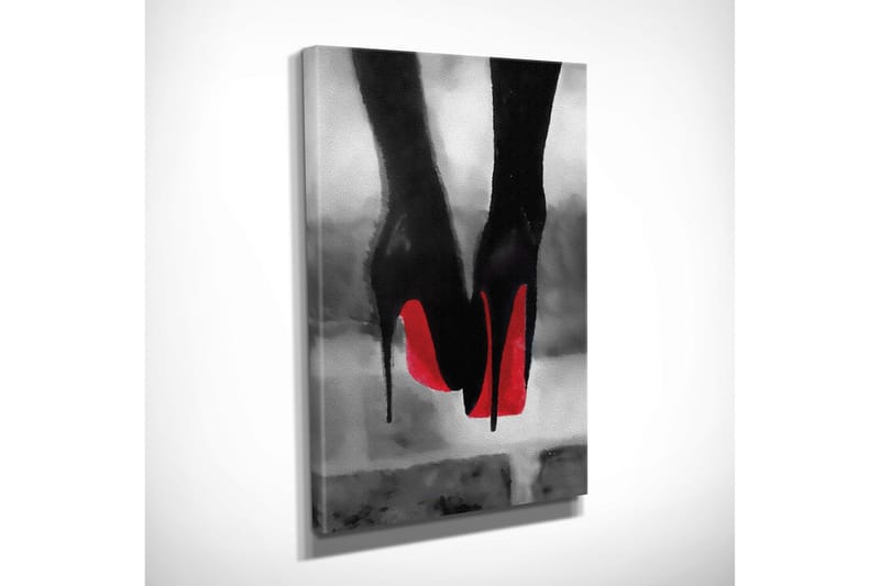 Lite lerretsbilde 30x40 cm - Svart høyhælte sko med rød såle - Svart / Rød - Interiør - Maleri & posters - Lerretsbilder