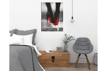 Lite lerretsbilde 30x40 cm - Svart høyhælte sko med rød såle - Svart / Rød - Interiør - Maleri & posters - Lerretsbilder