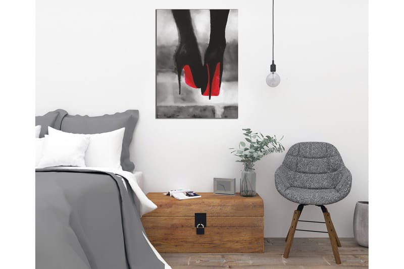 Lite lerretsbilde 30x40 cm - Svart høyhælte sko med rød såle - Svart / Rød - Interiør - Maleri & posters - Lerretsbilder