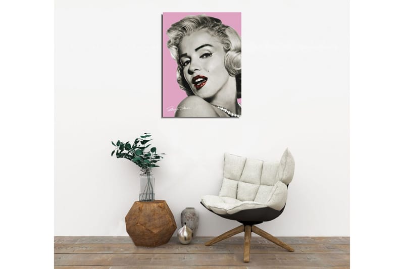 Lite lerretsbilde 30x40 cm - Portrett av en glamorøs kvinne med vintagestil - Rosa / Svart / Hvit - Interiør - Maleri & posters - Lerretsbilder