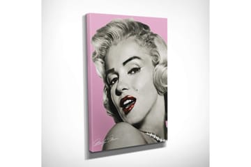 Lite lerretsbilde 30x40 cm - Portrett av en glamorøs kvinne med vintagestil - Rosa / Svart / Hvit - Interiør - Maleri & posters - Lerretsbilder