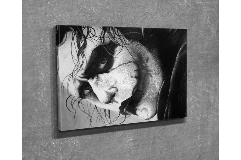 Lite lerretsbilde 40x30 cm - Intens portrett av en skremmende karakter med dramatiske uttrykk - Svart / Hvit / Grå - Interiør - Maleri & posters - Lerretsbilder