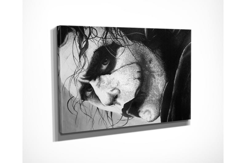 Lite lerretsbilde 40x30 cm - Intens portrett av en skremmende karakter med dramatiske uttrykk - Svart / Hvit / Grå - Interiør - Maleri & posters - Lerretsbilder