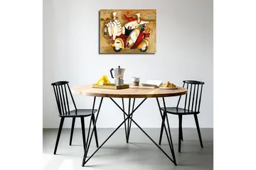 Lite lerretsbilde 40x30 cm - Leken scene med to kokker på en scooter - Rød / Beige / Svart - Interiør - Maleri & posters - Lerretsbilder