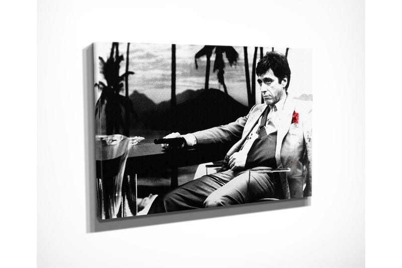 Lite lerretsbilde 40x30 cm - Svart-hvitt portrett av en mann med en rød rose i dressen sin - Svart / Hvit / Rød - Interiør - Maleri & posters - Lerretsbilder