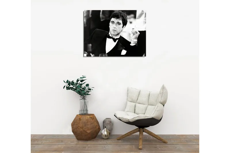 Lite lerretsbilde 40x30 cm - Portrett av en mann i smoking med en sigarett i hånden - Svart / Hvit - Interiør - Maleri & posters - Lerretsbilder