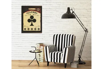 Liten lerretsbilde 30x40 cm - Spillkort med kløversymbolet - Svart / Gull / Rød - Interiør - Maleri & posters - Lerretsbilder