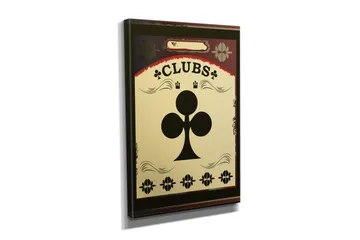 Liten lerretsbilde 30x40 cm - Spillkort med kløversymbolet - Svart / Gull / Rød - Interiør - Maleri & posters - Lerretsbilder