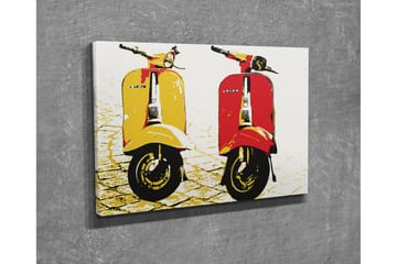 Liten lerretsbilde 40x30 cm - Fargerike Vespa-scootere i gult og rødt - Gul / Rød - Interiør - Maleri & posters - Lerretsbilder