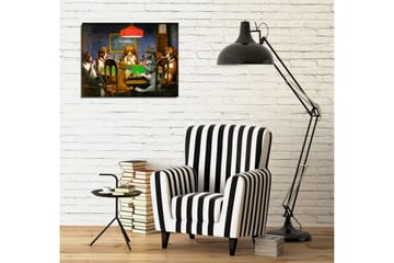 Liten lerretsbilde 40x30 cm - Hunder som spiller ved et pokerbord - Grønn / Brun / Beige - Interiør - Maleri & posters - Lerretsbilder