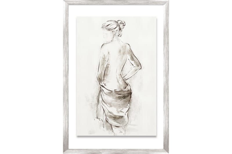 Maling med ramme Kvinne med sjerf - Lerretsbilder
