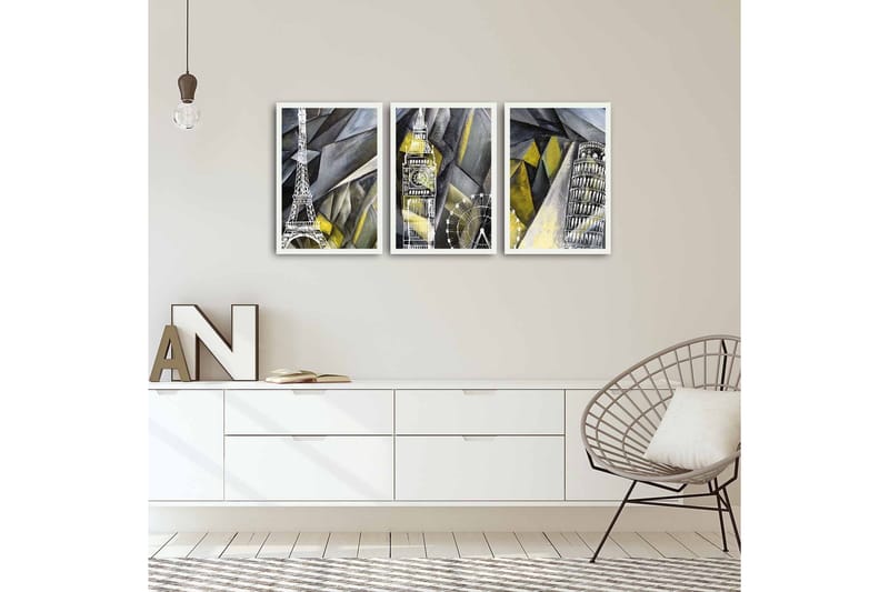 MDF-bilde Dekorativ 3 Deler - Flerfarget - Interiør - Maleri & posters - Lerretsbilder