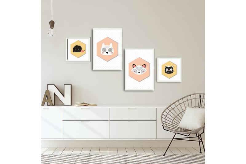 MDF-bilde Dekorativ 4 Deler - Flerfarget - Interiør - Maleri & posters - Lerretsbilder