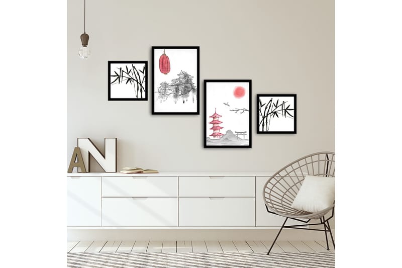 MDF-bilde Dekorativ 4 Deler - Flerfarget - Interiør - Maleri & posters - Lerretsbilder