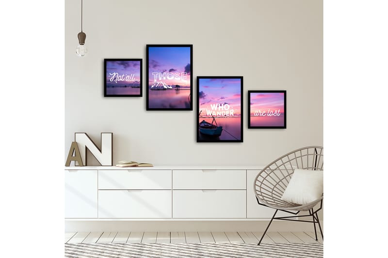 MDF-bilde Dekorativ 4 Deler - Flerfarget - Interiør - Maleri & posters - Lerretsbilder