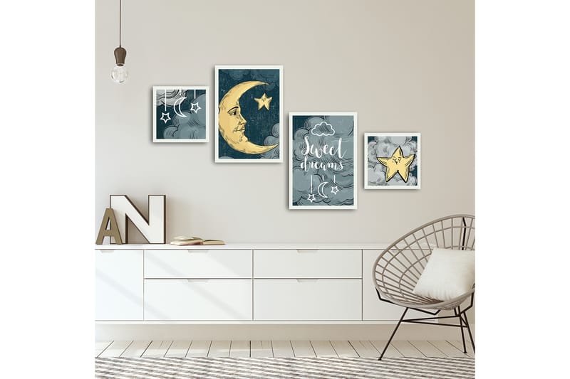 MDF-bilde Dekorativ 4 Deler - Flerfarget - Interiør - Maleri & posters - Lerretsbilder