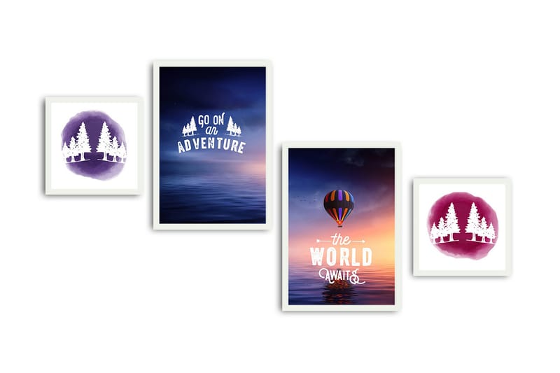 MDF-bilde Dekorativ 4 Deler - Flerfarget - Interiør - Maleri & posters - Lerretsbilder