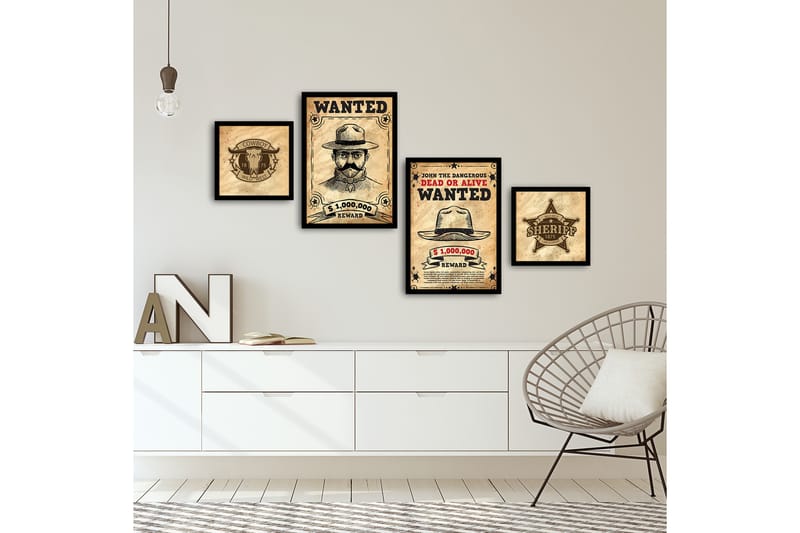 MDF-bilde Dekorativ 4 Deler - Flerfarget - Interiør - Maleri & posters - Lerretsbilder