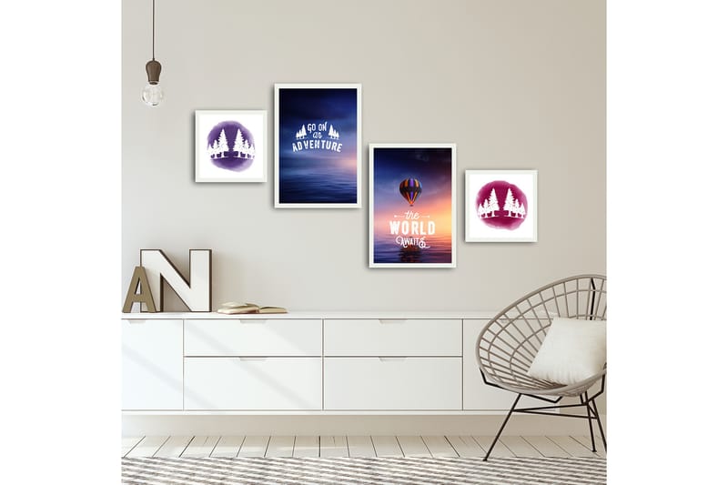 MDF-bilde Dekorativ 4 Deler - Flerfarget - Interiør - Maleri & posters - Lerretsbilder