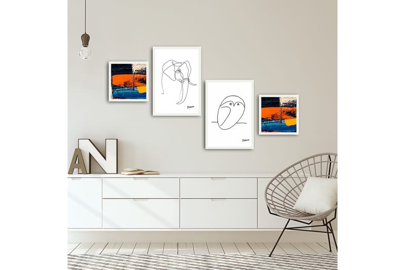MDF-bilde Dekorativ 4 Deler - Flerfarget - Interiør - Maleri & posters - Lerretsbilder