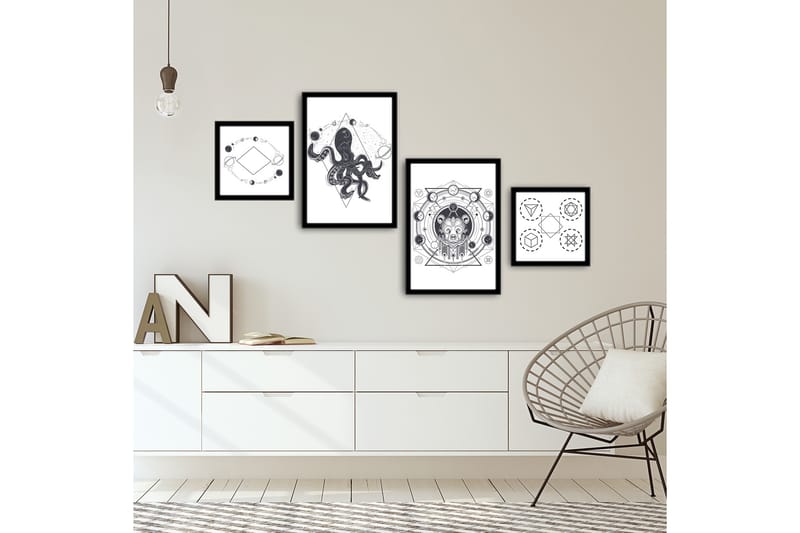 MDF-bilde Dekorativ 4 Deler - Flerfarget - Interiør - Maleri & posters - Lerretsbilder