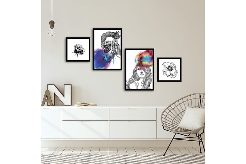 MDF-bilde Dekorativ 4 Deler - Flerfarget - Interiør - Maleri & posters - Lerretsbilder