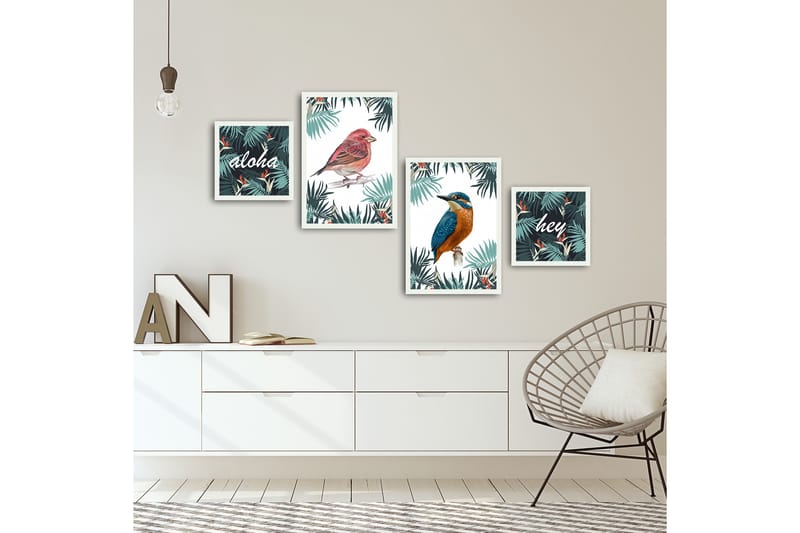 MDF-bilde Dekorativ 4 Deler - Flerfarget - Interiør - Maleri & posters - Lerretsbilder