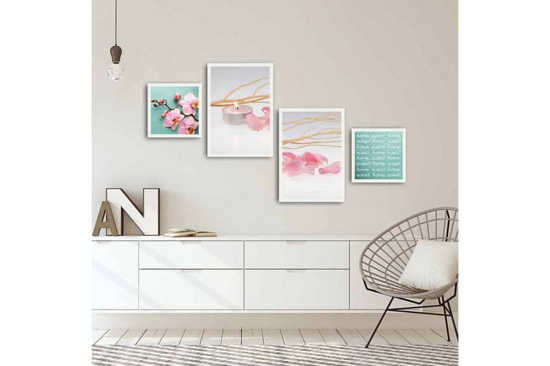 MDF-bilde Dekorativ 4 Deler - Flerfarget - Interiør - Maleri & posters - Lerretsbilder