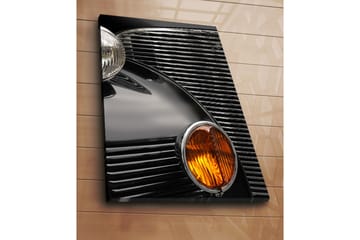 Stort lerretsbilde 70x100 cm - Detaljert nærbilde av fronten på en klassisk bil - Svart / Krom / Oransje - Interiør - Maleri & posters - Lerretsbilder