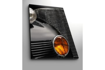 Stort lerretsbilde 70x100 cm - Detaljert nærbilde av fronten på en klassisk bil - Svart / Krom / Oransje - Interiør - Maleri & posters - Lerretsbilder