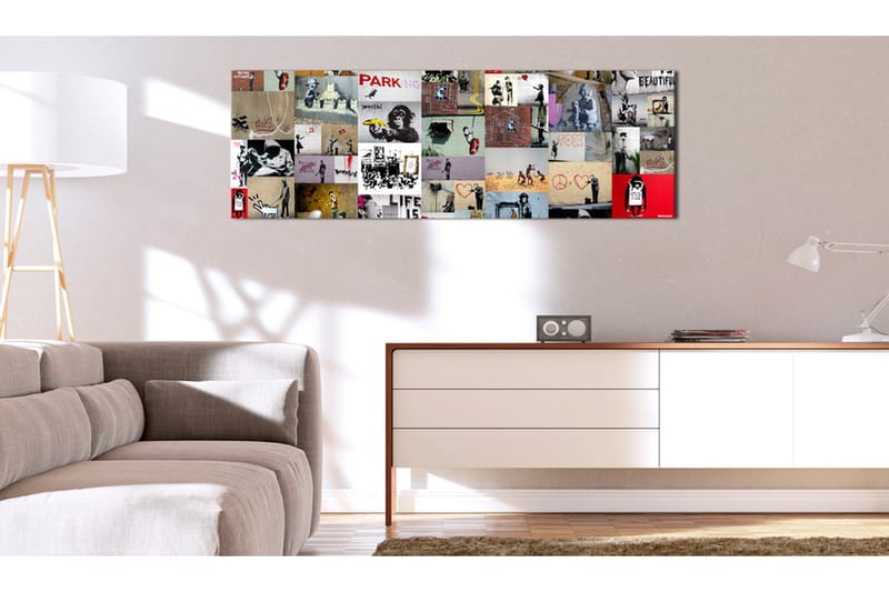 Tavla Art of Collage: Banksy II 135x45 - Interiør - Maleri & posters - Lerretsbilder