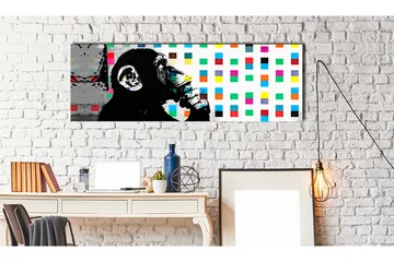 Tavla Banksy: The Thinker Monkey 135x45 - Interiør - Maleri & posters - Lerretsbilder