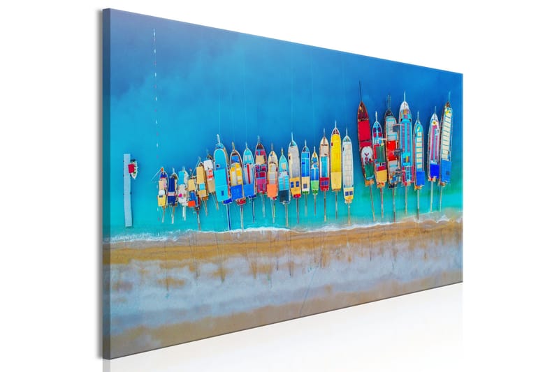 Tavla Colourful Boats (1 Part) Narrow 120x40 - Interiør - Maleri & posters - Lerretsbilder